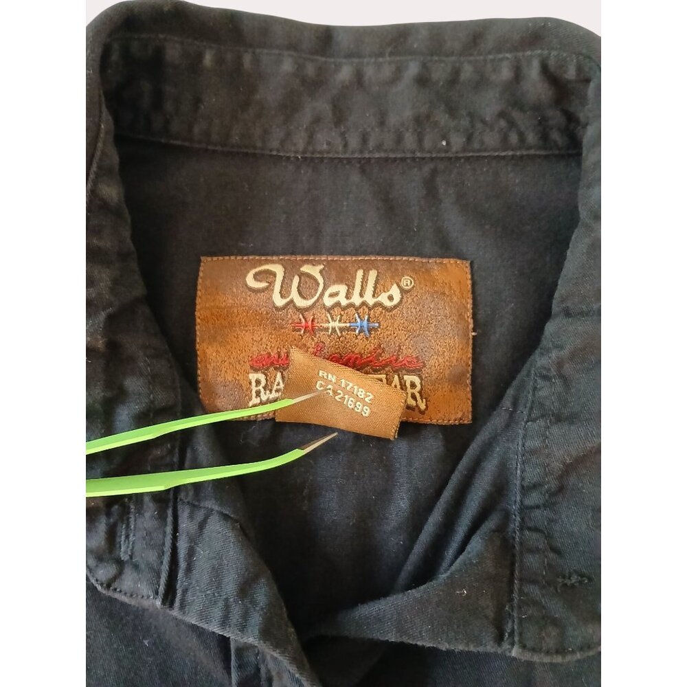 Walls Ranchwear WomeBlack Long Sleeve Snap Up Shirt Size M 100% Cotton Western - Picture 12 of 14